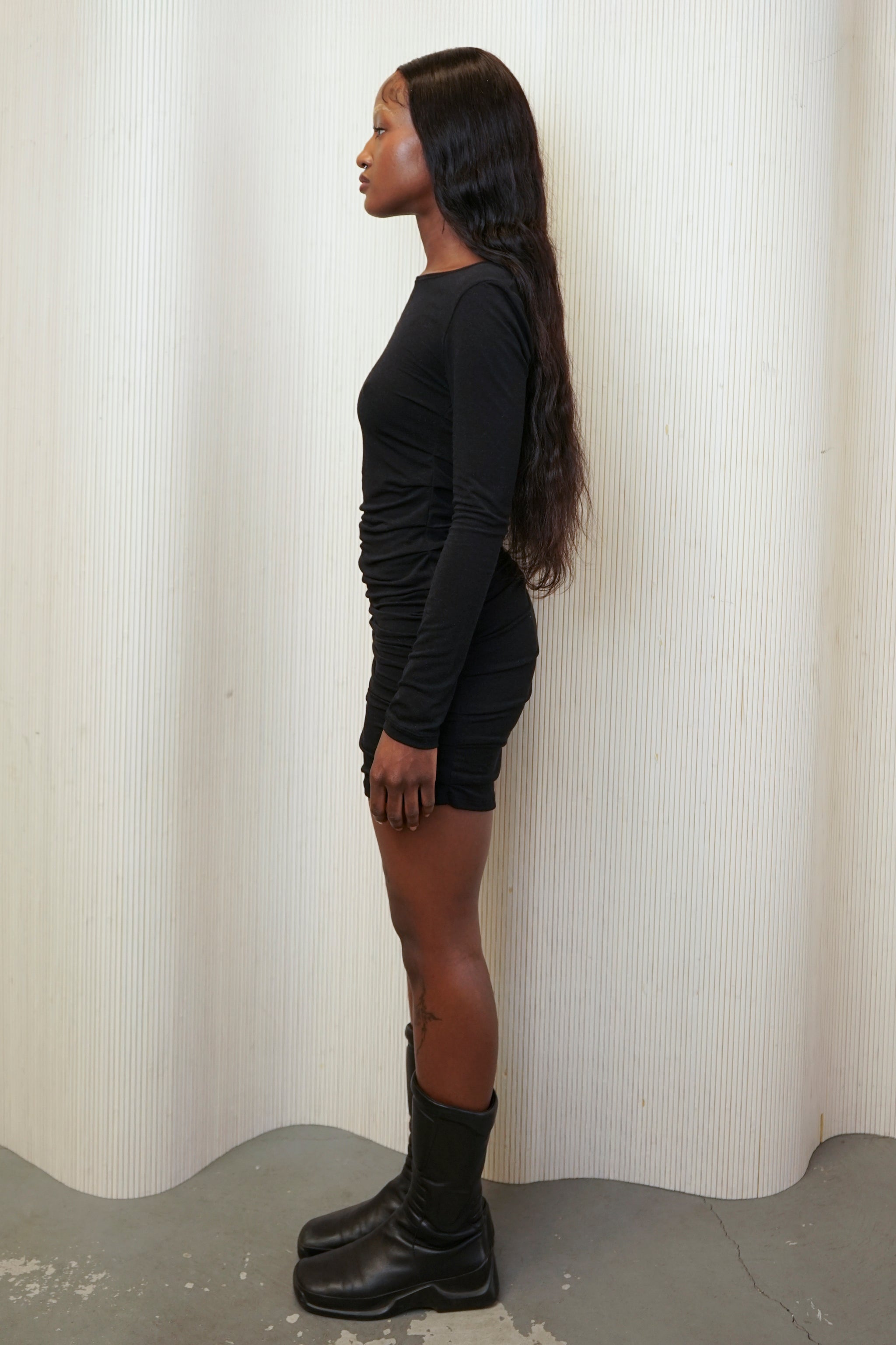 black wool dress long sleeve Margo Merino Wool Shift Dress